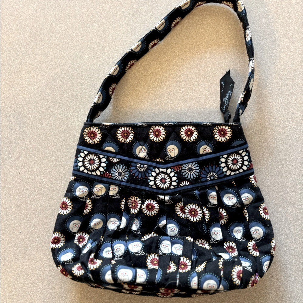 Vera Bradley Small Night Owl Patterned Black and Blue Women's Bag